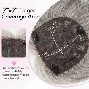Short Bob Human hair Pieces with Bangs Side Part Hair Toppers for Women with Thinning Hair - Wigtrends