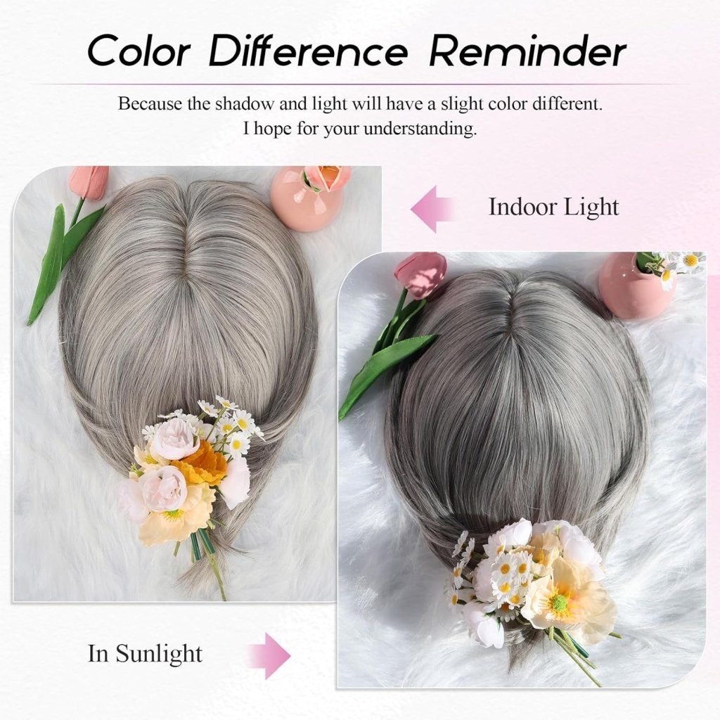 Short Bob Human hair Pieces with Bangs Side Part Hair Toppers for Women with Thinning Hair - Wigtrends