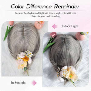 Short Bob Human hair Pieces with Bangs Side Part Hair Toppers for Women with Thinning Hair - Wigtrends
