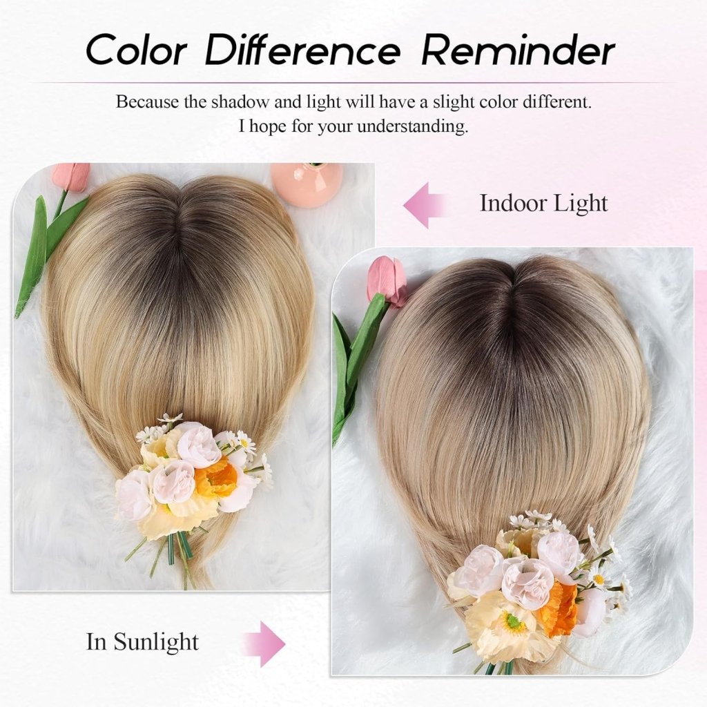 Short Bob Human hair Pieces with Bangs Side Part Hair Toppers for Women with Thinning Hair - Wigtrends