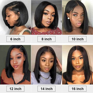 Short Bob Lace Wigs Raw Virgin Human Hair Silky Bone Straight - Wigtrends