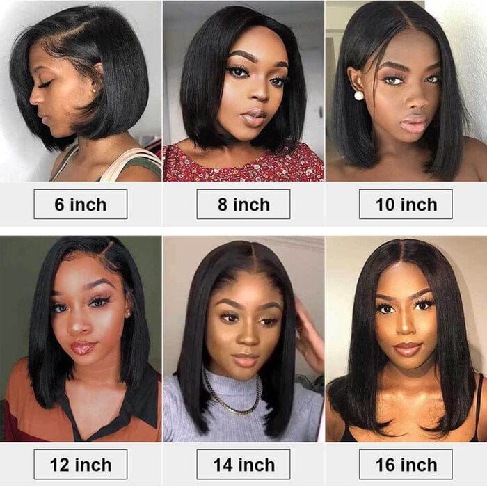 Short Bob Lace Wigs Raw Virgin Human Hair Silky Bone Straight - Wigtrends