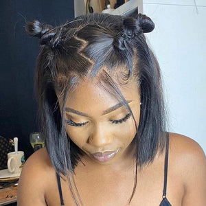 Short Bob Lace Wigs Raw Virgin Human Hair Silky Bone Straight - Wigtrends