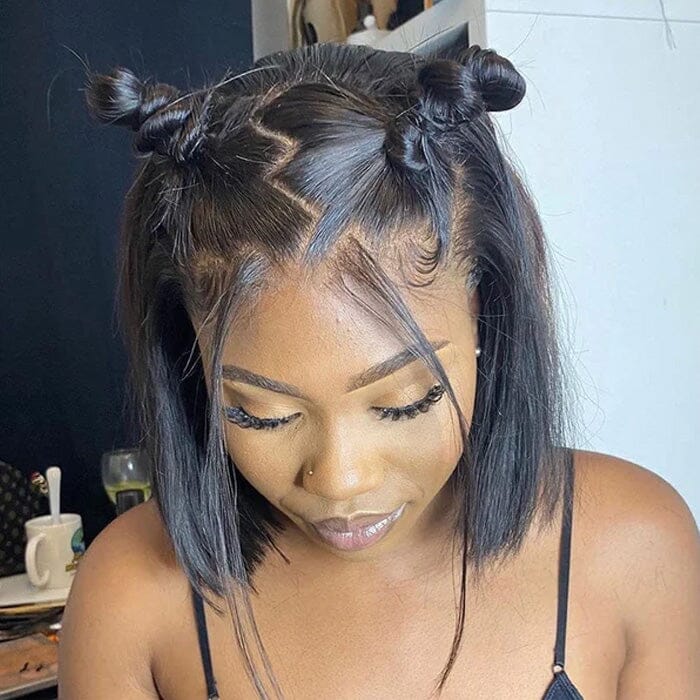 Short Bob Lace Wigs Raw Virgin Human Hair Silky Bone Straight - Wigtrends