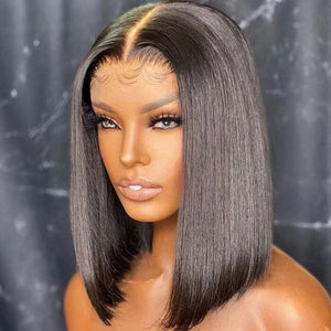 Short Bob Lace Wigs Raw Virgin Human Hair Silky Bone Straight - Wigtrends