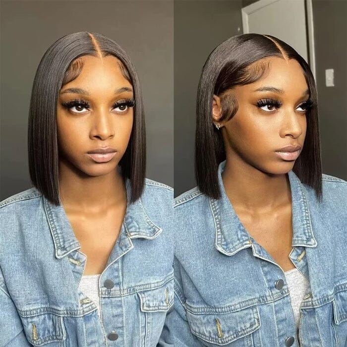 Short Bob Lace Wigs Raw Virgin Human Hair Silky Bone Straight - Wigtrends