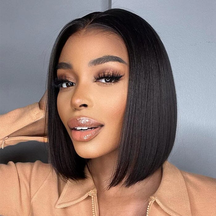 Short Bob Lace Wigs Raw Virgin Human Hair Silky Bone Straight - Wigtrends