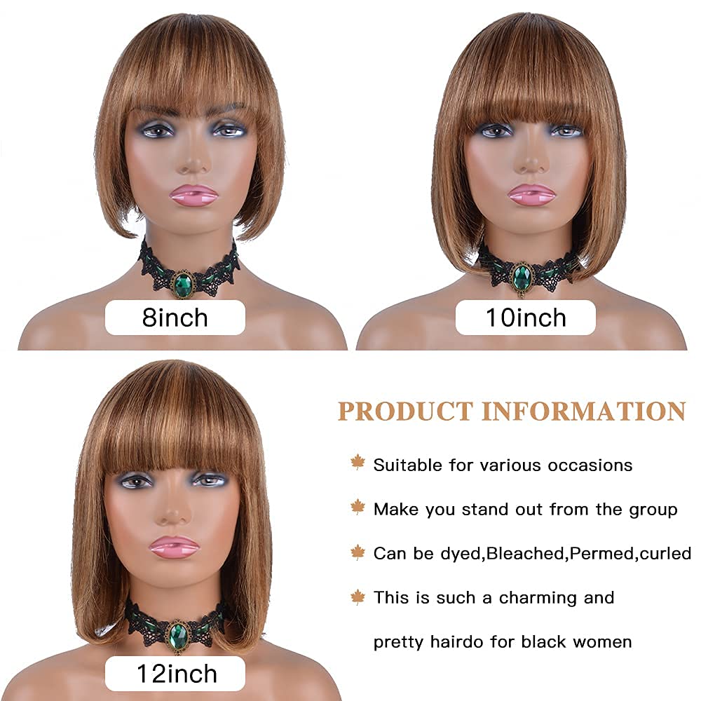 Short Bob Wigs Human Hair 8 Inch Glueless Wear and Go Bob Wig - Wigtrends