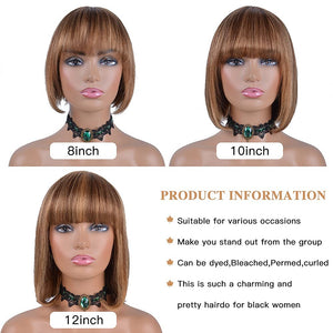 Short Bob Wigs Human Hair 8 Inch Glueless Wear and Go Bob Wig - Wigtrends