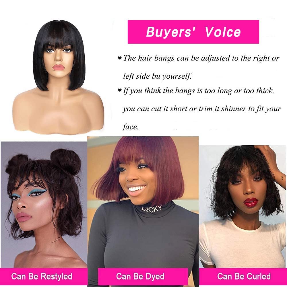 Short Bob Wigs Human Hair 8 Inch Glueless Wear and Go Bob Wig - Wigtrends