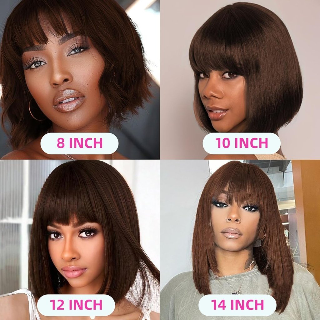 Short Bob Wigs Human Hair 8 Inch Glueless Wear and Go Bob Wig - Wigtrends