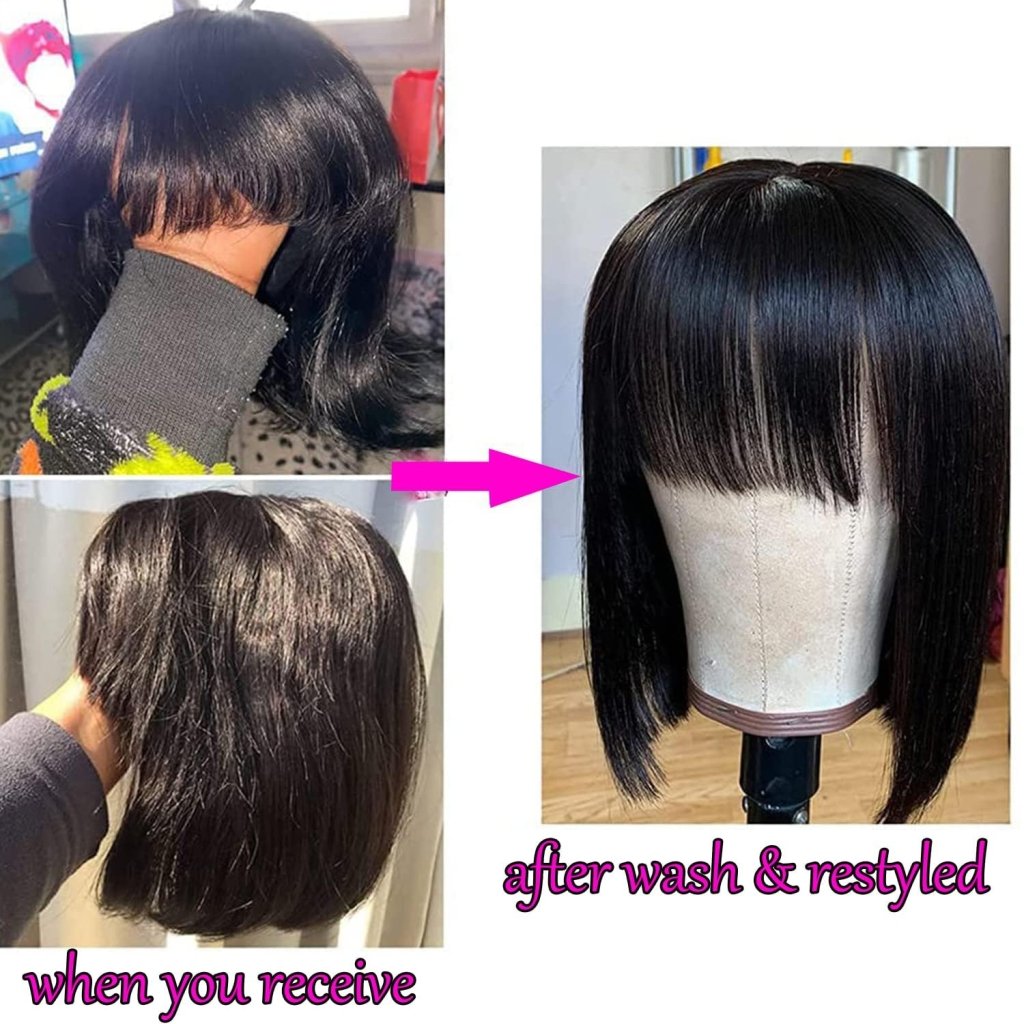 Short Bob Wigs Human Hair 8 Inch Glueless Wear and Go Bob Wig - Wigtrends
