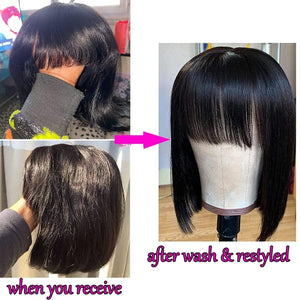 Short Bob Wigs Human Hair 8 Inch Glueless Wear and Go Bob Wig - Wigtrends