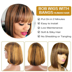 Short Bob Wigs Human Hair 8 Inch Glueless Wear and Go Bob Wig - Wigtrends