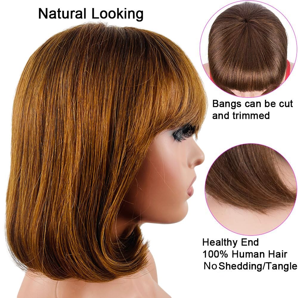 Short Bob Wigs Human Hair 8 Inch Glueless Wear and Go Bob Wig - Wigtrends