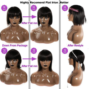 Short Bob Wigs Human Hair 8 Inch Glueless Wear and Go Bob Wig - Wigtrends