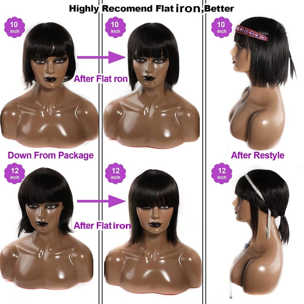 Short Bob Wigs Human Hair 8 Inch Glueless Wear and Go Bob Wig - Wigtrends