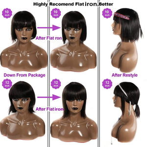 Short Bob Wigs Human Hair 8 Inch Glueless Wear and Go Bob Wig - Wigtrends
