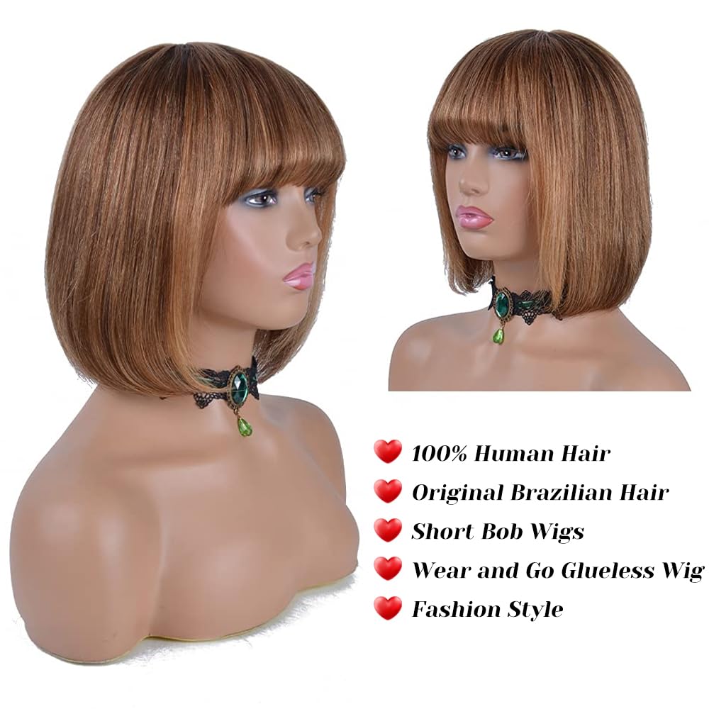 Short Bob Wigs Human Hair 8 Inch Glueless Wear and Go Bob Wig - Wigtrends