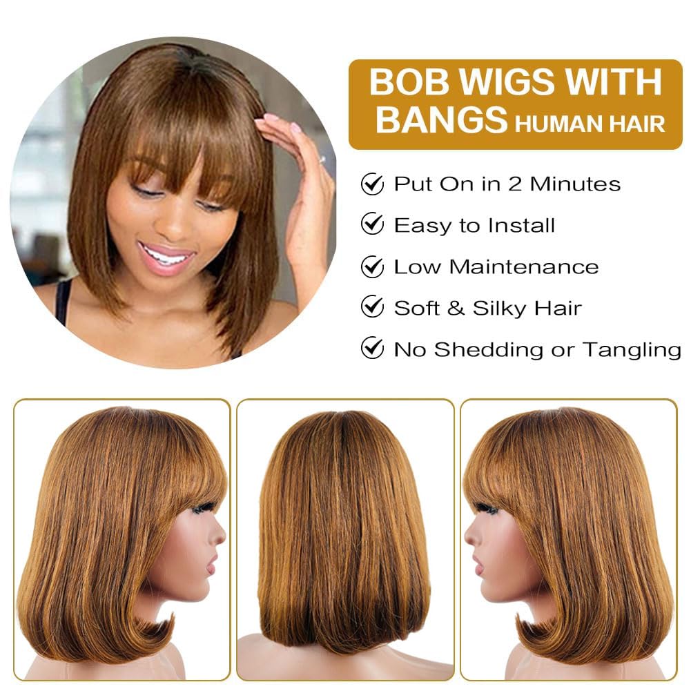 Short Bob Wigs Human Hair 8 Inch Glueless Wear and Go Bob Wig - Wigtrends