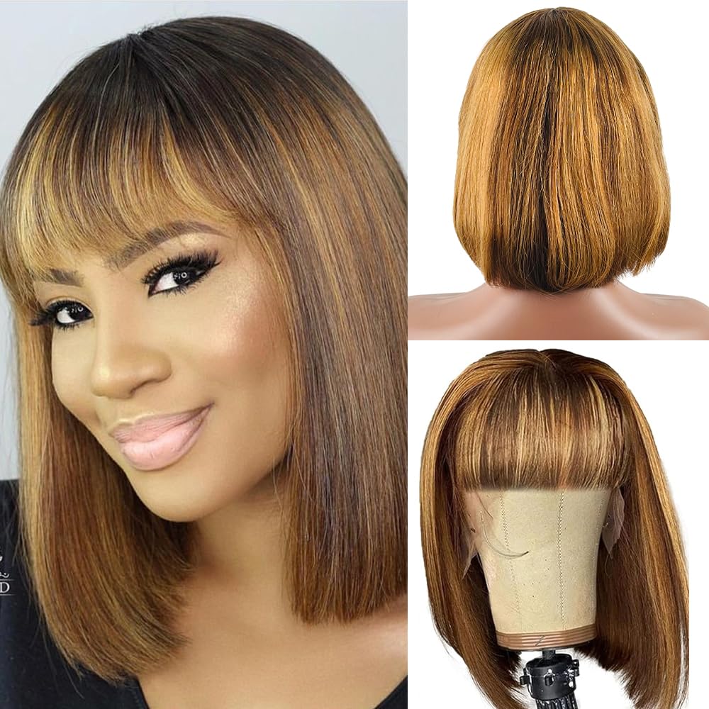 Short Bob Wigs Human Hair 8 Inch Glueless Wear and Go Bob Wig - Wigtrends