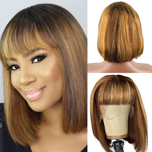 Short Bob Wigs Human Hair 8 Inch Glueless Wear and Go Bob Wig - Wigtrends