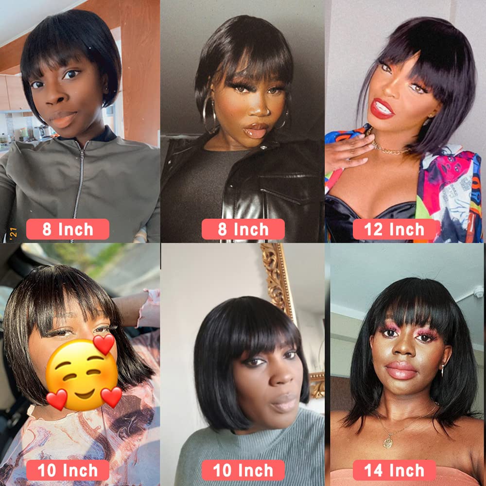 Short Bob Wigs Human Hair 8 Inch Glueless Wear and Go Bob Wig - Wigtrends