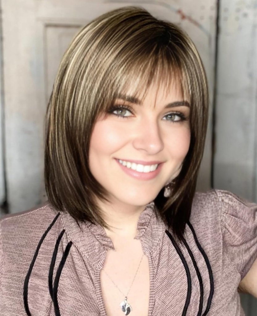 Short Brown Bob Wigs for Women Brown Mixed Blonde Synthetic Wig - Wigtrends