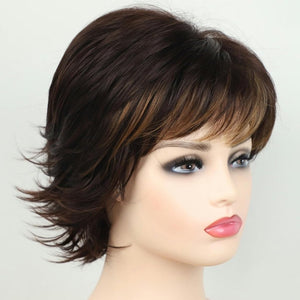 Short Brown Bob Wigs for Women Brown Mixed Blonde Synthetic Wig - Wigtrends