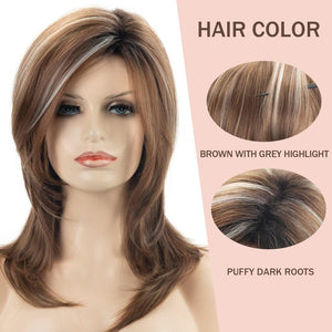 Short Brown Bob Wigs for Women Brown Mixed Blonde Synthetic Wig - Wigtrends