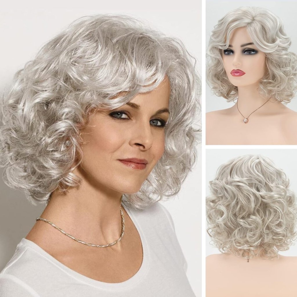 Short Brown Bob Wigs for Women Brown Mixed Blonde Synthetic Wig - Wigtrends