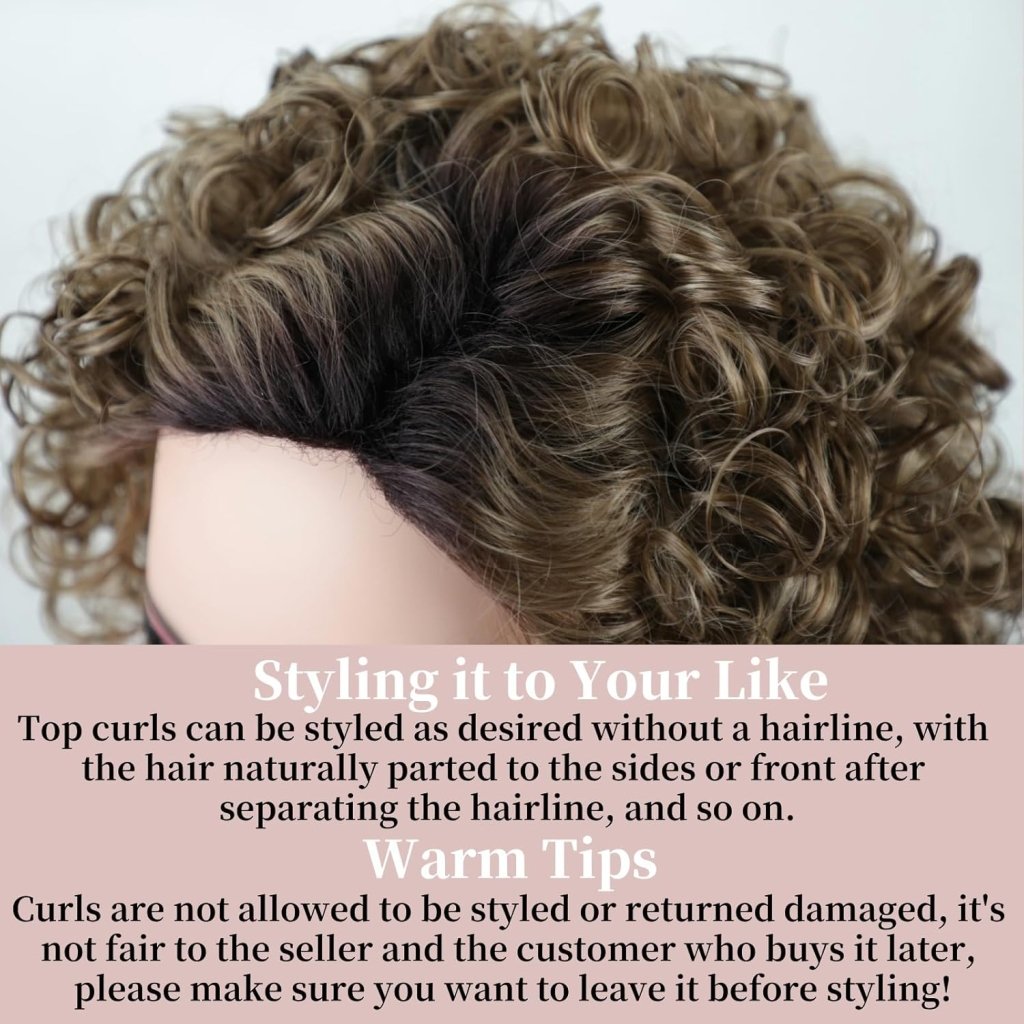 Short Brown Bob Wigs for Women Brown Mixed Blonde Synthetic Wig - Wigtrends