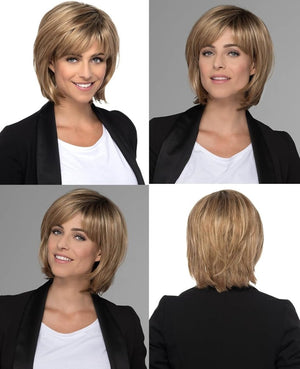 Short Brown Bob Wigs for Women Brown Mixed Blonde Synthetic Wig - Wigtrends