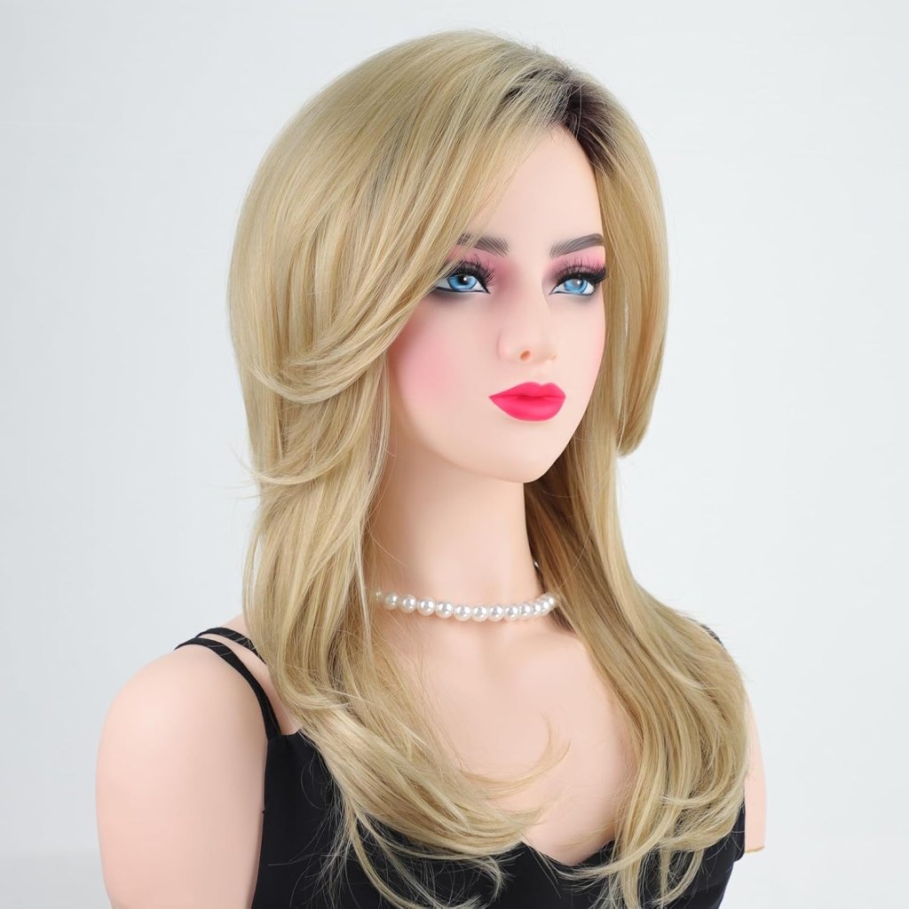 Short Brown Bob Wigs for Women Brown Mixed Blonde Synthetic Wig - Wigtrends