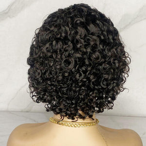 Short Curly Human Hair Wigs Pixie Cut Bob Lace Front Wigs - Wigtrends