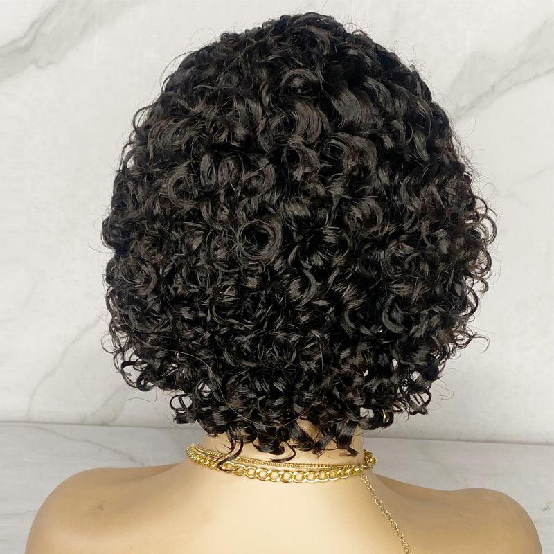Short Curly Human Hair Wigs Pixie Cut Bob Lace Front Wigs - Wigtrends