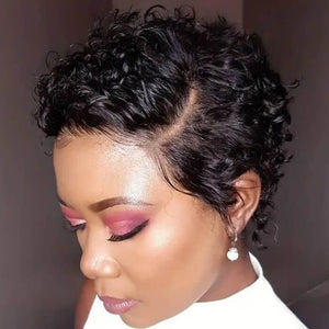 Short Curly Pixie Cut Bob Wig Side Part Lace Front Human Hair - Wigtrends