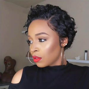Short Curly Pixie Cut Bob Wig Side Part Lace Front Human Hair - Wigtrends