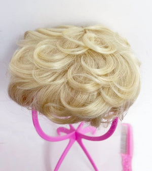 Short Curly Real Human Hair Pieces Topper with Front Bangs for Women Breathable Wiglets Hairpieces 5.1x5.5 Large Coverage - Wigtrends