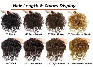 Short Curly Real Human Hair Pieces Topper with Front Bangs for Women Breathable Wiglets Hairpieces 5.1x5.5 Large Coverage - Wigtrends