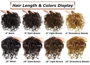 Short Curly Real Human Hair Pieces Topper with Front Bangs for Women Breathable Wiglets Hairpieces 5.1x5.5 Large Coverage - Wigtrends
