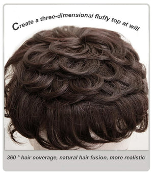 Short Curly Real Human Hair Pieces Topper with Front Bangs for Women Breathable Wiglets Hairpieces 5.1x5.5 Large Coverage - Wigtrends