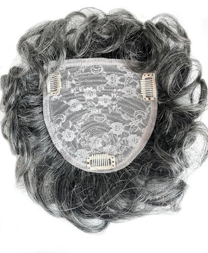 Short Curly Real Human Hair Pieces Topper with Front Bangs for Women Breathable Wiglets Hairpieces 5.1x5.5 Large Coverage - Wigtrends