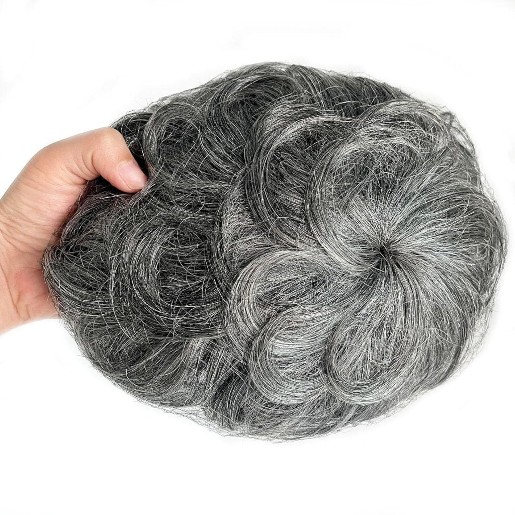 Short Curly Real Human Hair Pieces Topper with Front Bangs for Women Breathable Wiglets Hairpieces 5.1x5.5 Large Coverage - Wigtrends