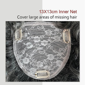 Short Curly Real Human Hair Pieces Topper with Front Bangs for Women Breathable Wiglets Hairpieces 5.1x5.5 Large Coverage - Wigtrends