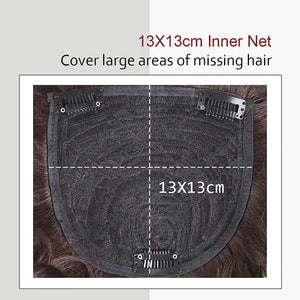 Short Curly Real Human Hair Pieces Topper with Front Bangs for Women Breathable Wiglets Hairpieces 5.1x5.5 Large Coverage - Wigtrends