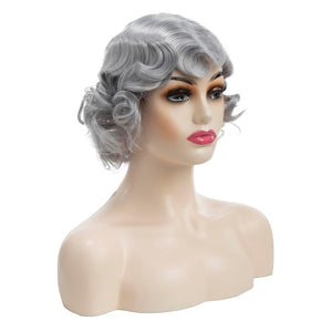 Short Curly White Wig for Women Synthetic Natural Wavy Costume Wig - Wigtrends