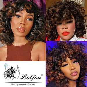 Short Curly Wigs for Black Women Synthetic Hair Heat Resistant Fluffy Natura Wigs for African American Women (Black) - Wigtrends