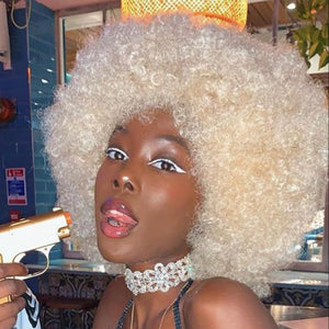 Short Curly Wigs for Black Women Synthetic Hair Heat Resistant Fluffy Natura Wigs for African American Women (Black) - Wigtrends