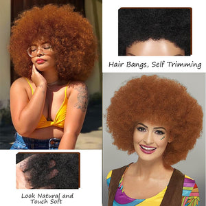 Short Curly Wigs for Black Women Synthetic Hair Heat Resistant Fluffy Natura Wigs for African American Women (Black) - Wigtrends